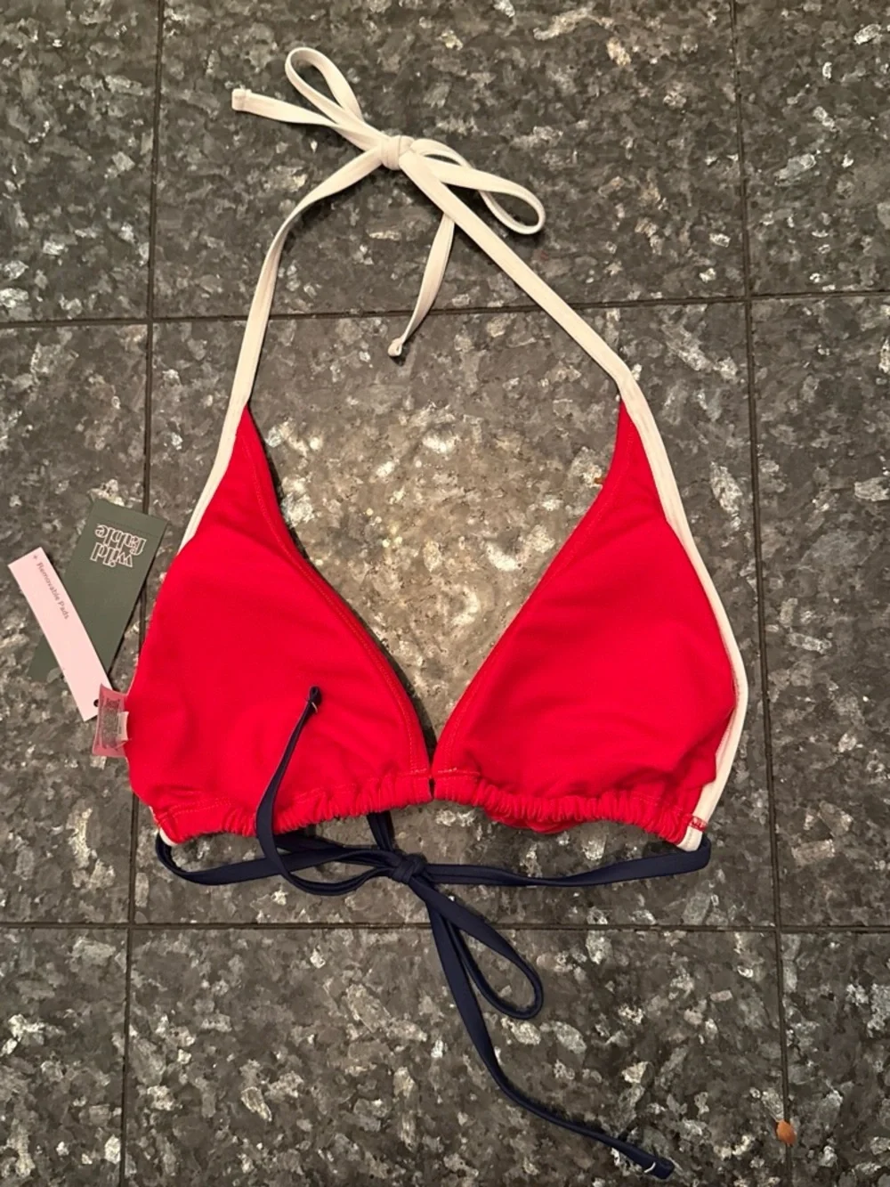 wild fable Red Triangle Bikini Top with White Trim